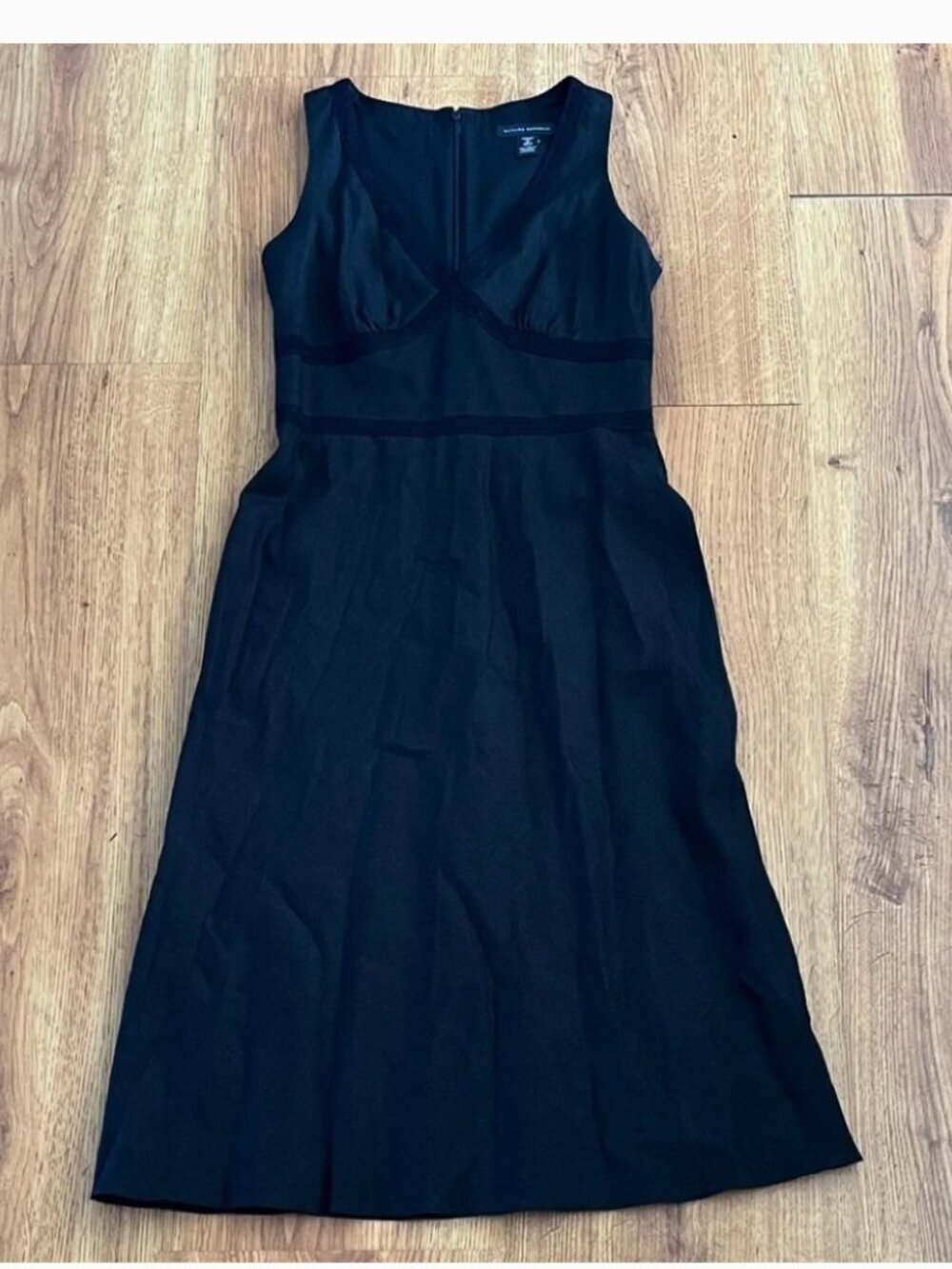 Banana Republic Black Lace A-Line Stretch Linen Dress Size 6